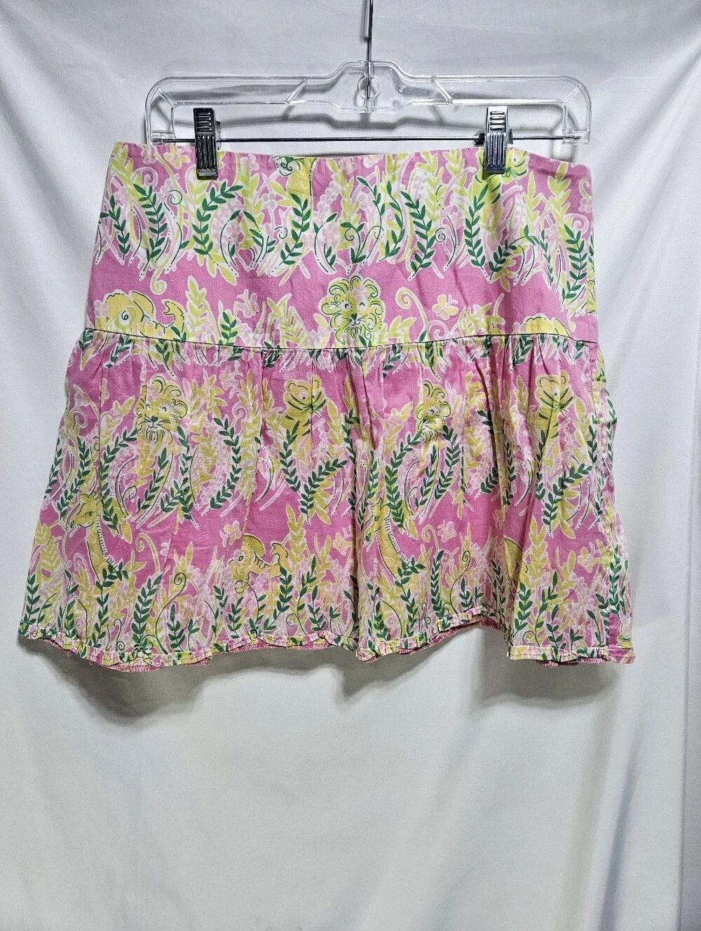 Lilly Pulitzer Pink Safari Animal Print Cotton Mini Skirt Size 8 Lined